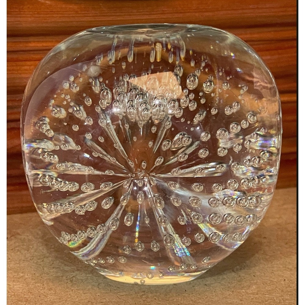 Bubble Clear Glass Paperweight Controlled Bubble Art Vintage 2.75 Inch - Picture 5 of 16